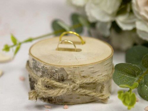 Porte alliance Rodin de bois mariage champetre