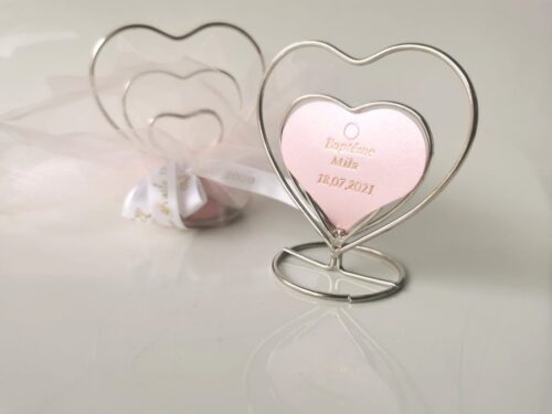 Porte photo coeur argent