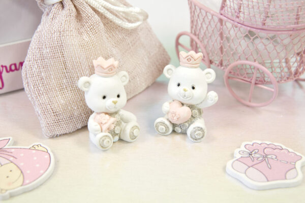 Figurine résine - Ourson rose - Lot de 2