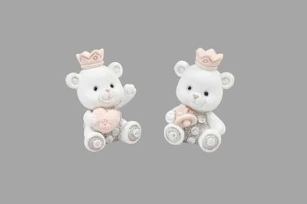 Figurine résine - Ourson rose - Lot de 2