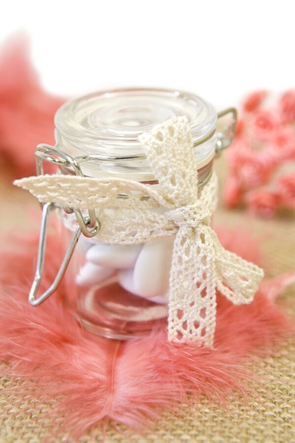 Ruban dentelle blanc dragees