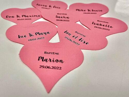 Rose Etiquette à dragée cœur rose