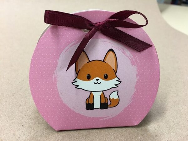 Contenant à dragée Renard Rose arrondi - S1957.11