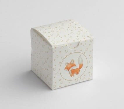 Contenant à dragée Renard Blanc cube - S1963.134