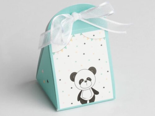 Contenant à dragée Panda Vert d'eau