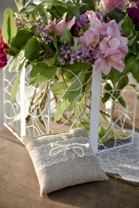 Coussin pour Alliances - Jute & Dentelle