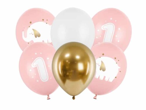 Kit de 6 Ballons 1er Anniversaire Fille 
