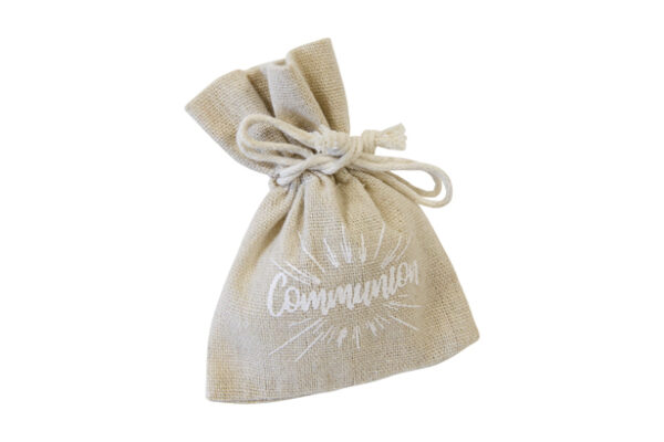 sac a dragées communion blanc lin