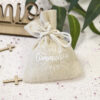 sac a dragées communion blanc lin