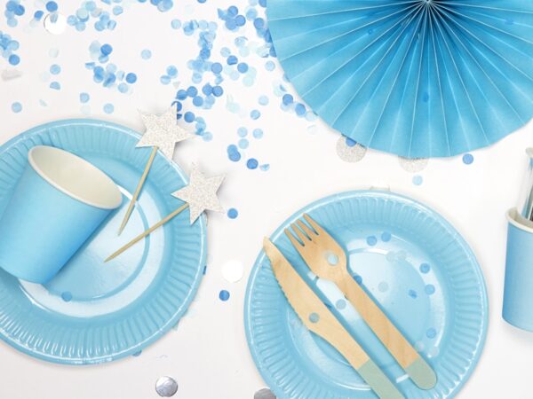 couvert jetable bleu ciel