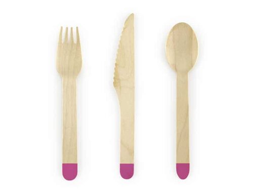 couverts en bois fuchsia