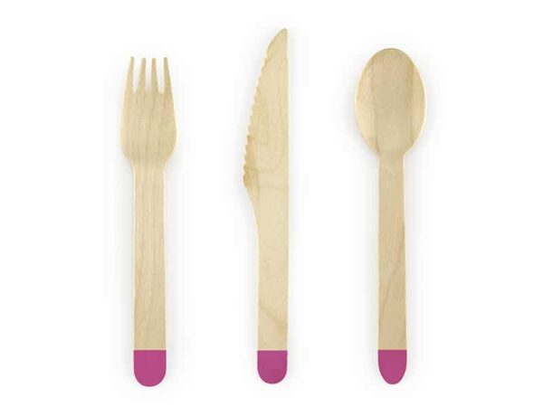 couverts en bois fuchsia