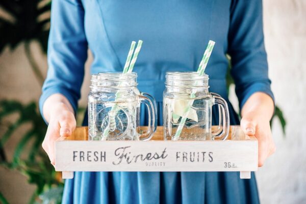 Pailles rayées - Vert d'eau - Lot de 10