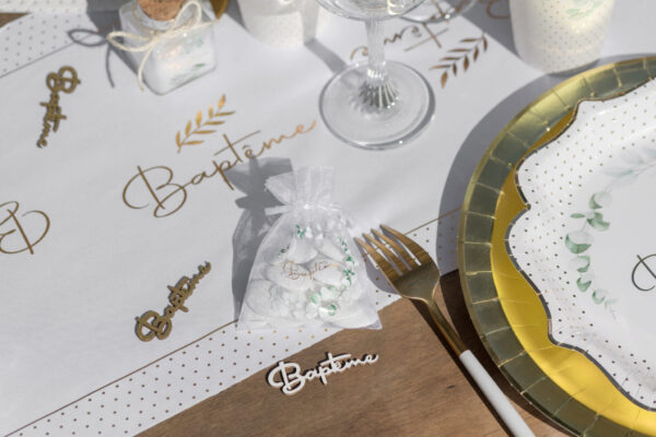 Sac à dragées bapteme champetre eucalyptus couronne végétal