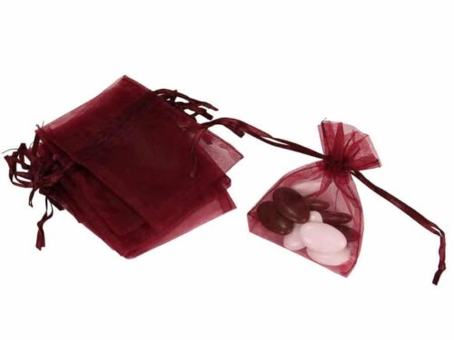 Sac a dragees organza bordeaux