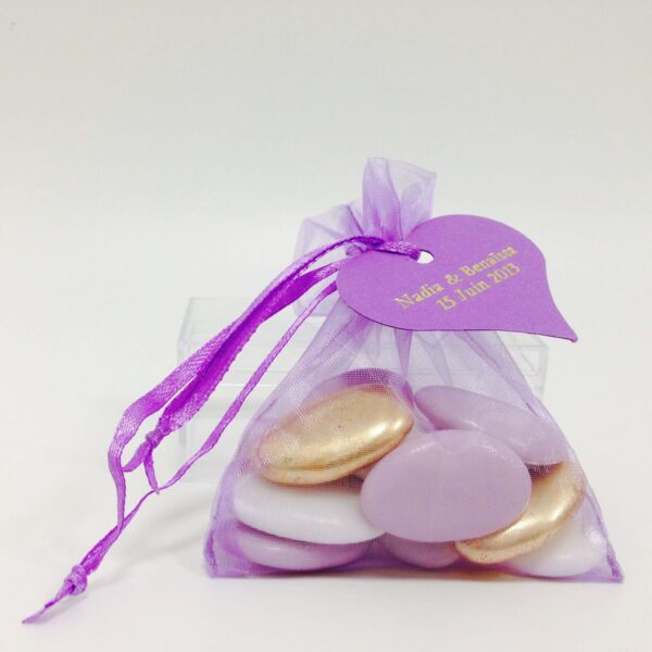 Sac à dragées organza - Violet - Lot de 10