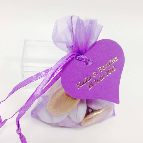 Sac à dragées organza - Parme - Lot de 10