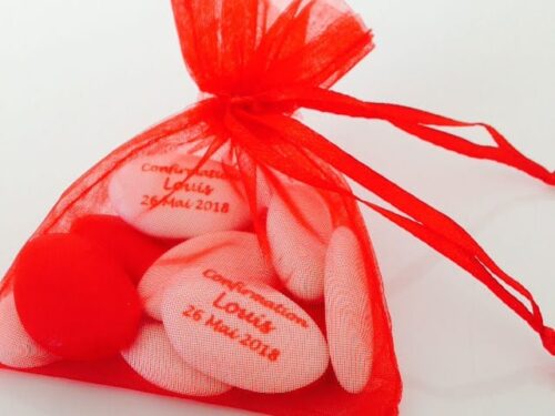 SAC A DRAGEES ORGANZA ROUGE