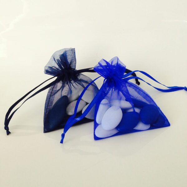 Sac à dragées organza - Bleu marine - Lot de 10