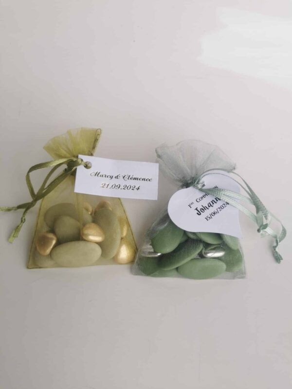 Sachet dragées vert eucalyptus