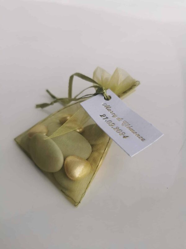 Sac à dragées organza - Sauge - Lot de 10