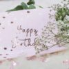 Serviette anniversaire rose gold Happy birthday confettis