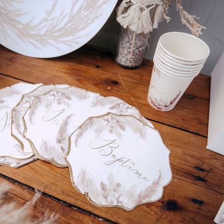 Serviette bapteme champetre boheme