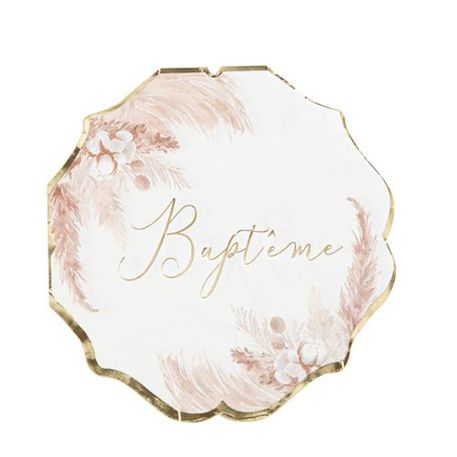 Serviette bapteme pampas et fleurs de coton