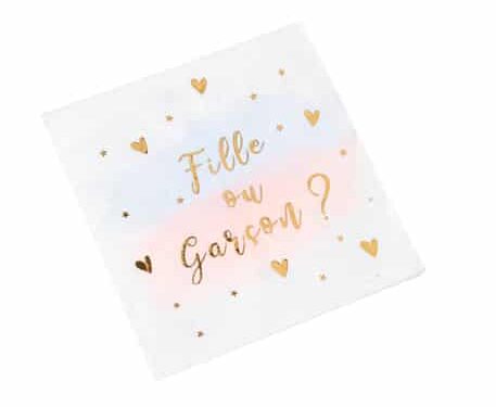 Serviette fille ou garcon Gender Reveal 79142