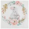 Serviette lapin et couronne fleurie