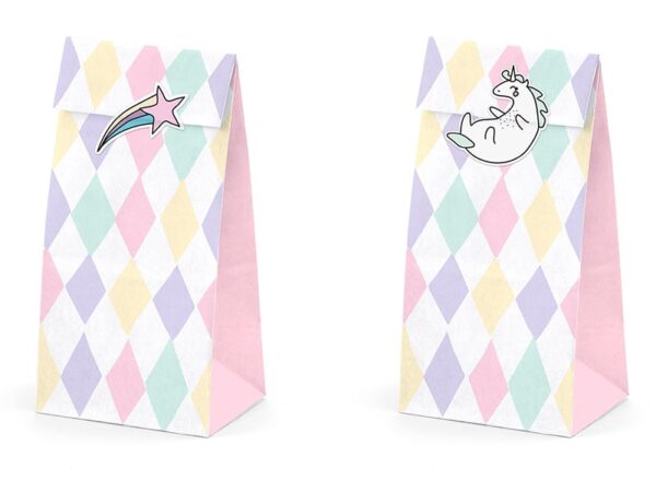 Sac à dragées licorne - Lot de 6