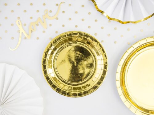 assiette métallisée or
