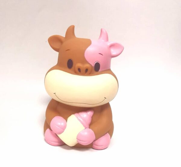 Tirelire vache rose et marron