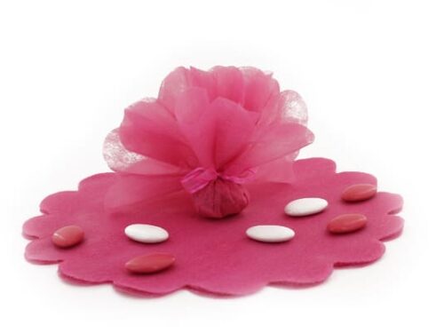 Tulles à dragées intissé Fuchsia - Lot de 25