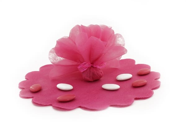 Tulles à dragées intissé Fuchsia - Lot de 25
