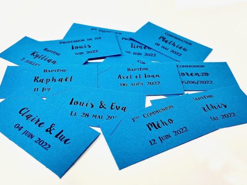 Turquoise Etiquette à dragées rectangle turquoise