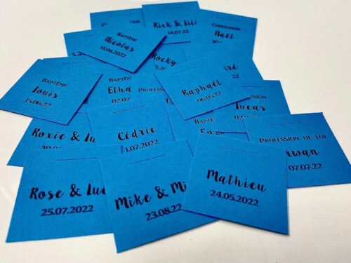 Turquoise Etiquette à dragées carrée turquoise