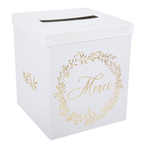 Urne merci couronne blanc et or