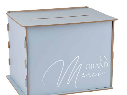 Urne bois bleu et blanc