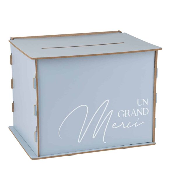 Urne bois bleu et blanc