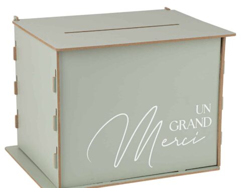 Urne bois vert sauge et blanc