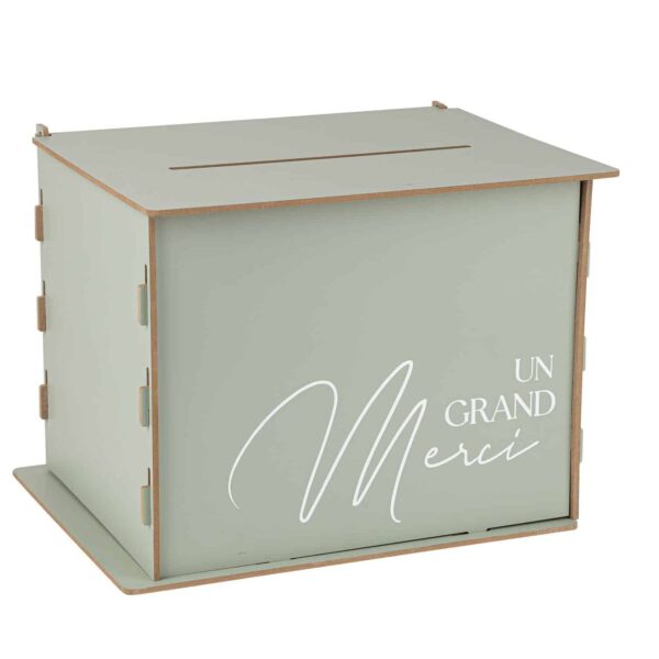 Urne bois vert sauge et blanc