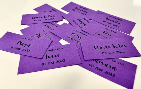 Etiquette à dragées rectangle violet