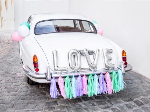 Decoration voiture mariage Rose Gold