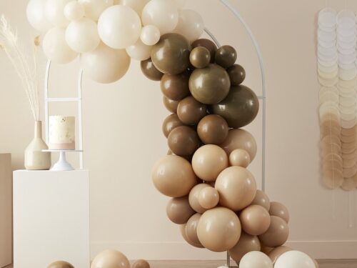 arche de ballons marron noisette ivoire