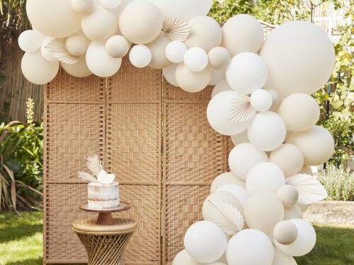 arche de ballons ivoire blanc et dune