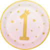 assiette anniversaire 1 an rose et doré