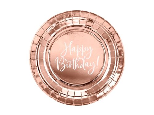 assiette anniversaire rose gold happy birthday
