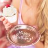 assiette anniversaire rose gold happy birthday blanc