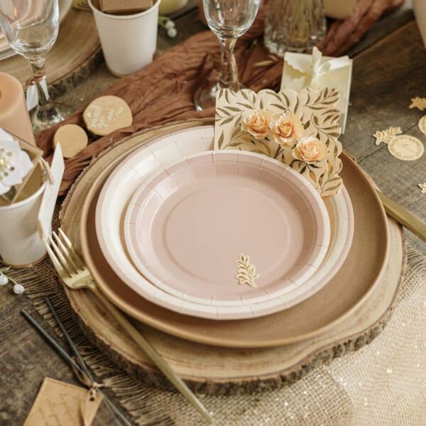 assiette bi color blanc kraft